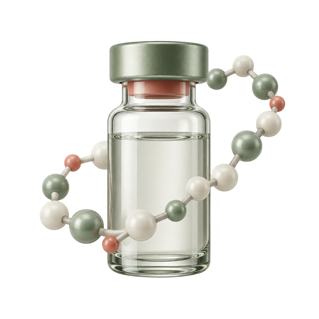 Peptide therapy vial with molecular chain