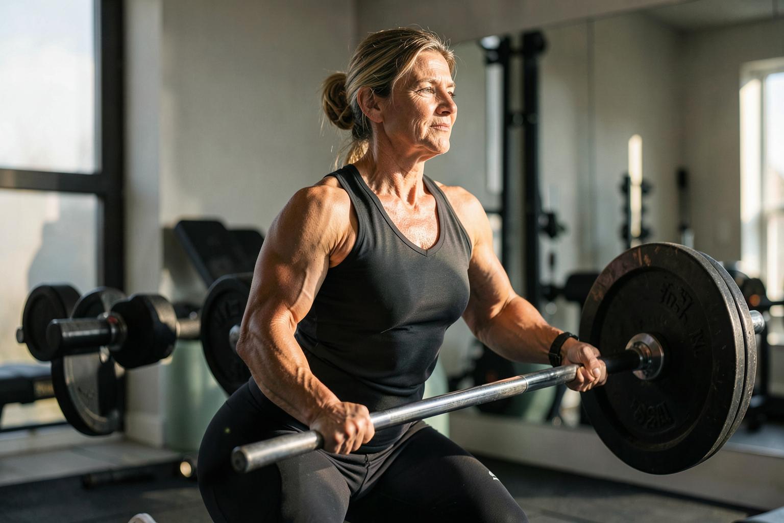 Woman strength training in a modern gym