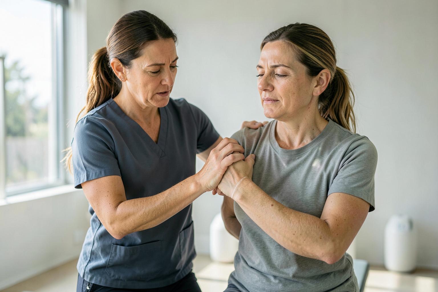 Female physiotherapist supporting recovery
